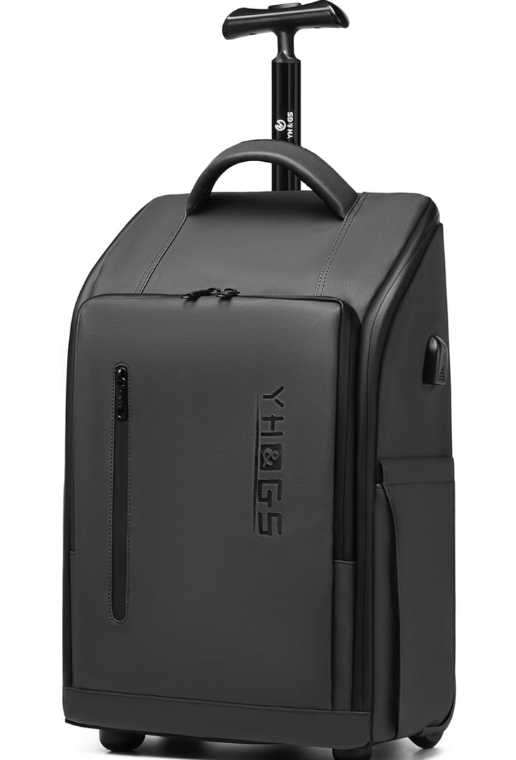 Rolling Backpack, Waterproof Backpack with Wheels for Business Commuter, Carry on Backpack with Laptop Compartment, Fit 15.6 Inch Laptop, Wheeled Backpack for Adults