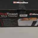 Mueller UltraToast Full Stainless Steel Toaster 4 Slice, Long Extra-Wide Slots for Bagels and Waffles, 6 Browning Levels, LED Display, Cancel/Defrost/Reheat Functions & Removable Tray, Kitchen Gadgets