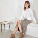 JABASIC Women Casual Ankle Booties Block Heel Slip On Chelsea Boots (Brown)