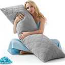 BEDELITE Cooling Body Pillow, Memory Foam Filled, Light Grey, 20x54 Inches | Soft & Cool-Touch Quilted Nylon-Spandex Cover, Adjustable Fill, Perfect for Side Sleepers, Hot Sleepers, Pregnancy, Back Pain