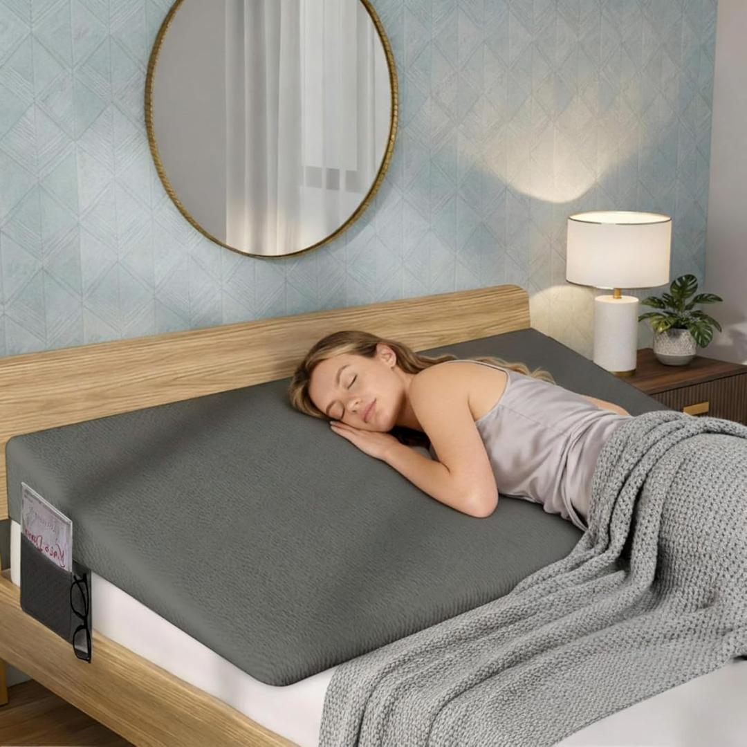 Cinnvoice Mattress Wedge, 5in Queen Size Incline Wedge for Acid Reflux Gerd, Neck and Back Pain, Snoring, Adjustable Elevator Under Mattress Topper Support for Bedroom