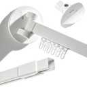 White Adjustable Shower Curtain Rod 35-62 Inch,180° Rotatable Ends, Aluminum Shower Curtain Pole for Living Room, Bedroom, Bathtub, Stall