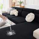 hyha Waterproof Couch Cushion Covers, Waterproof Sectional Couch Covers for Cushion Sofa for Pets, Stretch Sofa Slipcover Washable with Elastic Bottom(Back Cover L, Black)