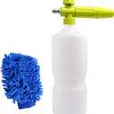 Foam Cannon 1 L Bottle Car Wash Snow Foam Lance with 1/4" Quick Connector Pressure Power Jet Washer Quick Release Adjustable Nozzle with 1 Washing Mitts