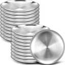 Nuogo 20 Pieces Stainless Steel Silver Plates 6.5 Inch Silver Dinner Plates Metal Serving Tray Dessert Dishes for Bbq, Salad, Snack, Desserts, Food Serving, Outdoor Camping