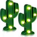 Riakrum 2 Pcs LED Night Light LED Cactus Light Mexican Party Decorations Cinco De Mayo Decorations Cute Lamp for Table Room Bedroom Party Decoration Home(4.72 x 2.76 Inch)