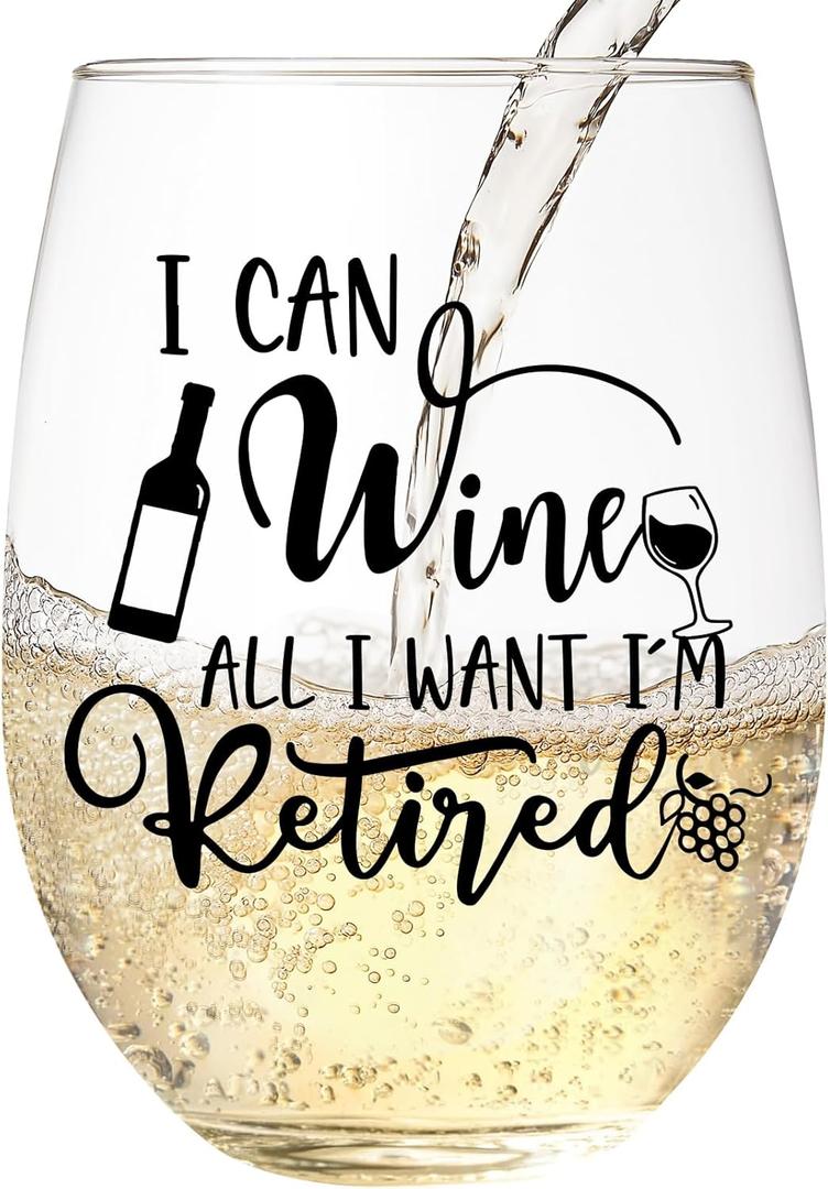 Retirement Gift for Woman  Wine Glasses,Happy Retirement Gifts for Women and Men,Funny Stemless Wine Glass for Retired Women, Gift for Coworkers, Boss, Mom, or Friends,Father's Day Gifts