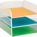Safco Onyx Desk Organizer, 3 Trays, Office and Classroom Mailbox, Paper and Mail Sorter, Steel Mesh, White