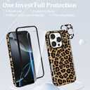Magnetic Case for iPhone 16 Pro Max,with Screen Protector & Camera Lens Protector,Cute Brown Leopard Print Design for Women Girls Men,Slim Anti Scratch Leopard Case for iPhone 16 Pro Max