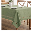 MIULEE Sage Green Rectangle Linen Polyester Tablecloth with Decorative Cutouts Spring Waterproof Stain Resistant & Shrink-Proof Table Cloth 58x76 inch Farmhouse Style for Dining Wedding Party