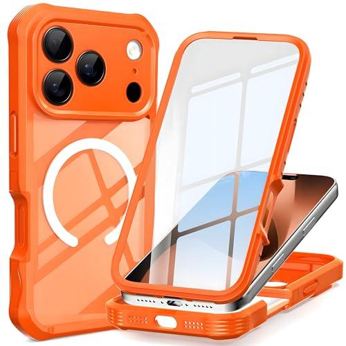 Magnetic for iPhone 17 Pro Max Case with Screen Protector, 360° Rugged Armor Case, Fit for MagSafe, Full Camera Protection, Shockproof Dustproof Anti Slip Clear Back Silicone Bumper Protective Cover