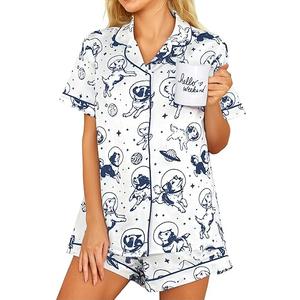 Pajamas for Women Set Short Sleeve Animal Graphic Pajamas Cute Printed Pajama Sets Button Down Pjs Sleepwear, Small