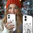 Compatible with iPhone 16 Plus Case Magsafe Clear,Magnetic Transparent Designer Cute Silicone Phone Cover Cases for Women - Black Flowers Line Art