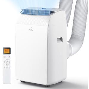Gasbye Dual Hose Portable Air Conditioners, 12,000 BTU Portable AC Cools Up to 450 Sq.Ft, Low Noise (45dB), Backlit Remote Control, 3-in-1 Cooling, Fan & Dehumidifier for Large Room, White