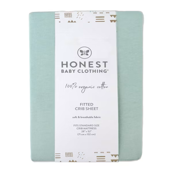 Honest Baby Organic Cotton Fitted Crib Sheet - Sage