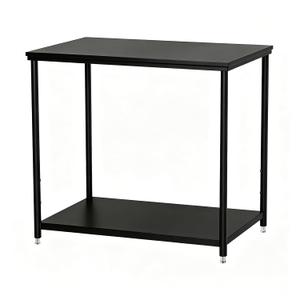 Black Heavy Duty Commercial Work Table 24x18Inch, Powder Coated Black Utility Station with Adjustable Undershelf, Multipurpose Workshop Bench for Restaurant Back-of-House, Warehouse & Garage, 18x24x33.5 Inch
