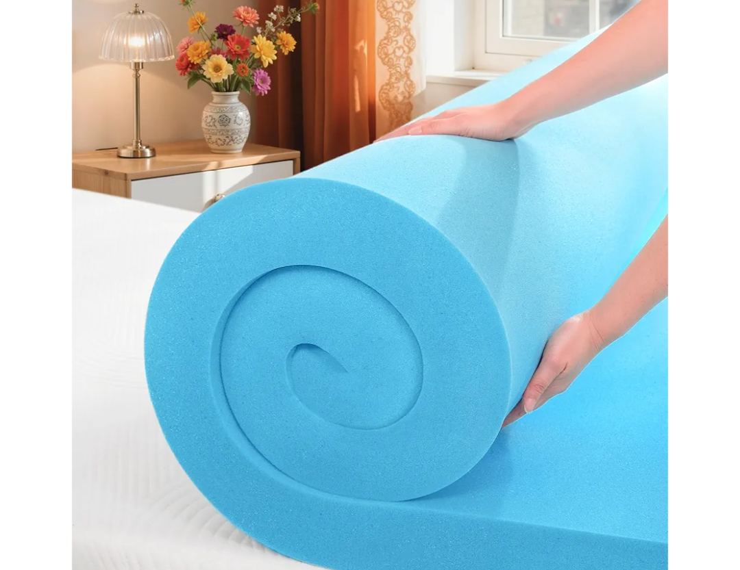 SyMax Queen Mattress Topper, Gel Infused Memory Foam Mattress Topper, Soft Bed Topper Mattress Pads for Bed, Sofa, RV, CertiPUR-US Certified, Blue, 4 Inch