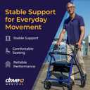 Drive Medical Aluminum Rollator Walker, Padded Seat, 6-Inch Wheels, Blue | Aluminum Rollator Walker Folds Up with 6 Inch Wheels for Indoor and Outdoor Mobility and Everyday Ease Daily, supports up to 300 lb,