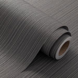 FUKU MON Black Grasscloth Fabric Wallpaper 24" X 394" Textured Thick Linen Classic Neutral Grassweave Contact Paper for Walls Cabinets Bedroom Counter Top Liners Fireplace