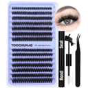 Lash Extension Kit Fluffy Eyelash Extension Kit 60D+80D Thick Lash Clusters Kit with Lash Bond and Seal Wispy Individual Eyelashes Cluster with Lashes Tweezers by TOOCHUNAG(280Pcs,10-18mm)