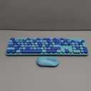 Wireless Keyboard and Mouse, LIZRROT Silent Keyboard Mouse Combo, Full-Sized Colorful Typewriter Keyboard with Round Keycaps, 2.4G Cute Mouse Compatible with PC/Laptop/Computer(Blue)