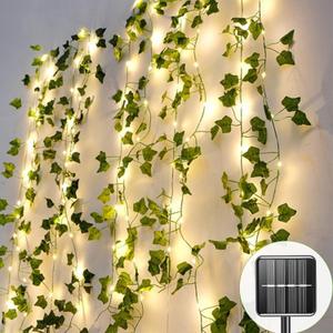 Outdoor Solar Fairy Lights, 39.3ft Ivy Fairy Lights with 120 LED String Lights, Solar Vine Lights Outdoor Weatherproof, 8 Modes Leaf Light for Garden, Balcony, Patio, Room Decoration