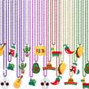 NOVWANG 21 PCS Cinco de Mayo Fiesta Beaded Necklace, Metallic Bead Colorful Necklace for Mexican Fiesta Bachelorette Party Decorations Favors Supplies Decorations (11 Style)