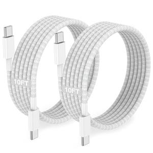 Long USB C to C Fast Charger Cable 10ft,60W Type C to C Fast Charging Cord for Apple iPhone 17 Pro Max/17 Air/16 Pro/15 Plus/MacBook Pro 2021/2020/2019/2018,iPad 12.9/11 inch/Mini/Air 5/Samsung Galaxy (Grey)
