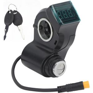 Electric Scooter Handlebar Switch Lock, 3 Pin Scooter Battery Power Display Switch Lock Handlebar Control Lock with Key for Voltage Distance Battery Health Monitoring