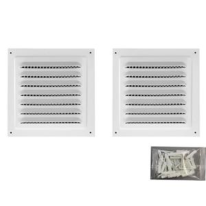 2pcs Attic Vent Soffit Vent Aluminum Wall Vent Metal Shed Vent Square Vent Louver Vent Grille with Built-in Insect Screen for Exterior Door House Attic Garage Ceiling (White 8" x 8"-2 Pack)