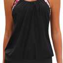 Yonique Two Piece Tankini Bathing Suits T-Back Blouson Swim Tops with Boy Shorts Women Swimsuits Sporty Swimwear (X-Large, Red)