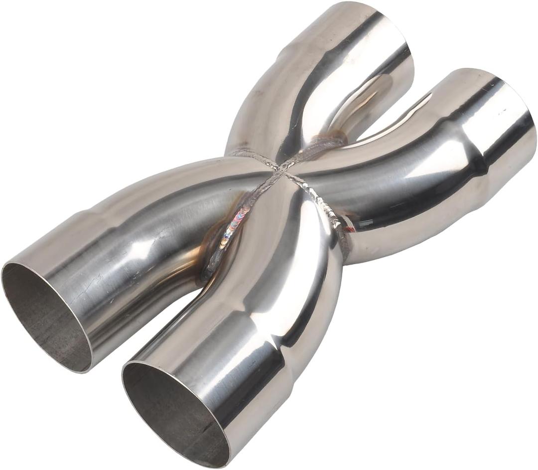 Exhaust Tip X Pipe 3'' Inch Inlet/Outlet Diameter, 12'' Inch Overall Length,Muffler Tip, Crossover X Pipe Polished Stainless Steel Weld On