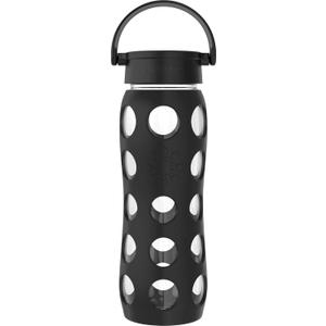 Lifefactory 22-Ounce BPA-Free Glass Water Bottle with Classic Cap and Protective Silicone Sleeve, Onyx