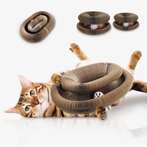 Kitty Curls Cat Toys,Magic Organ Cat Scratching Board for Indoor Cats, Foldable Accordion Honeycomb Scratcher with Ball, Interactive Twisty Paws (2PCS)