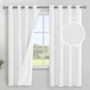 YoungsTex White Linen Blackout Curtains 63 Inch Length for Bedroom, Thermal Insulated Winter Drapes with Grommet Room Darkening Energy Saving for Living Room, 2 Panels, 52 X 63 Inch