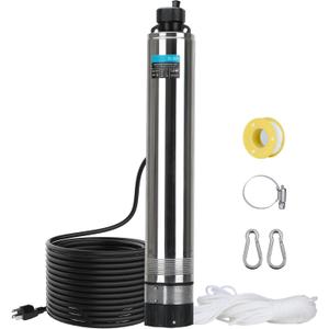 LEO 1.5HP Shallow Deep Well Pump 170FT Head Deep Well Submersible Pump | 1902GPH Submersible Well Pump with 72.2ft Power Cord 115V, Stainless Steel, Shallow Well Pump for Home, Irrigation Low Noise
