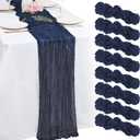 8 Pack Navy Blue Cheesecloth Table Runners 21x120 Inch Boho Gauze Table Runner 10FT Long Rustic Sheer Navy Table Runner for Baby Shower,Wedding,Party,Birthday,Home Table Decor