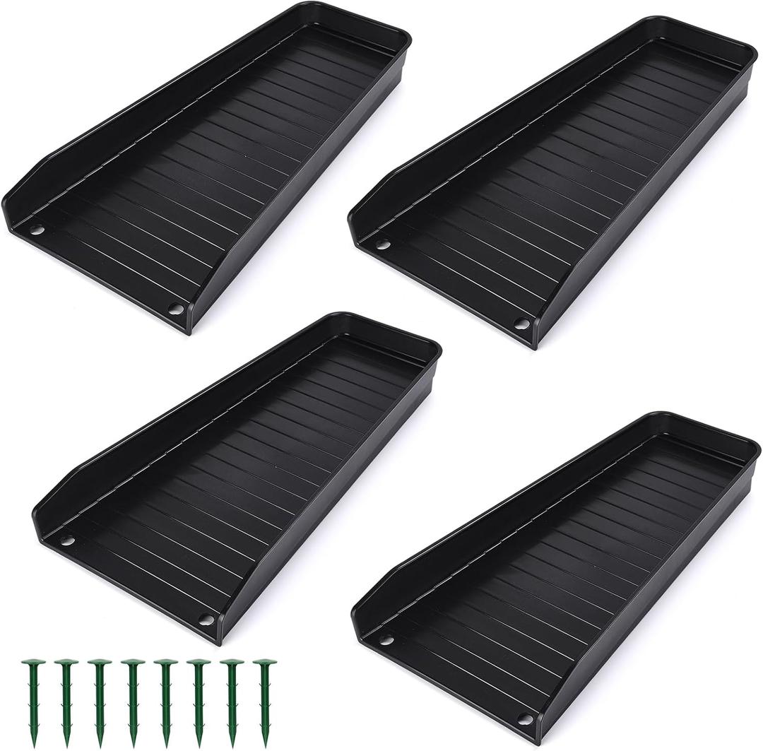 Creative.C 4 Pack Rain Gutter Downspout Splash Block,Rain Diverter Downspout, Downspout Diverter, Gutter Downspout Extensions for Cement Floor Lawn Ground (Black)