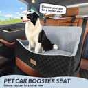 JOEJOY Dog Car Seat for Medium/Large Dogs - Reversible Dual-Sided Travel Dog Car Bed with Memory Foam, Washable Pet Booster Seat for Dogs up to 55 lbs or 2 Small Dogs, 2 Safety Leashes, Grey