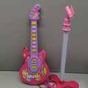 Coherny Microphone Guitar Musical Set for Kids Guitar Toy with Microphone Electric Guitar with Music Lights and Sounds Multiple Modes for Boys and Girls Gift Kits 19Inch (Pink)