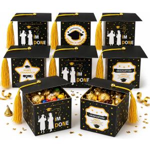 Kliuytb Graduation Cap Candy Boxes 2026, Black Gold Graduation Party Decorations, Graduation Party Favor Boxes, Graduation Table Centerpieces Decor, Easy Fold Candy Gift Box Containers, Class of 2026 Graduation Party Supplies, Graduation Gift Boxes for Party Favors