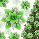 Zeyune 15 Pack Green Poinsettia Flowers Glitter Artificial Christmas Poinsettia Decor 5.5'' Plush Flowers Picks with Clips and Stems DIY for Xmas Tree Wreath Holiday Home Party Decor(Green Silver)