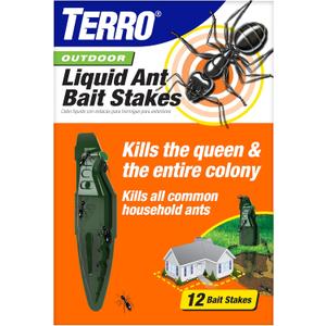 TERRO Liquid Ant Baits - T1813B - Outdoor Ready-to-Use Terro Ant Traps, Kills Household Ants, 12 Stakes