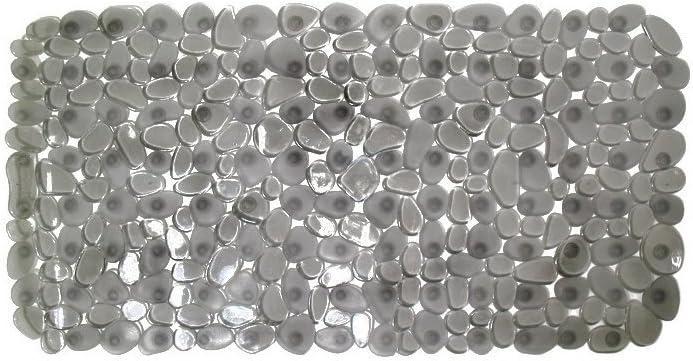 iDesign Pebblz Suction Non-Slip Bath Mat for Shower, Bathtub, Stall, 26" x 13.5", Gray | For Shower, Bathtub and Stall