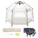 Baby Playpen, Portable Baby Playpen with UPF50+ Canopy, 1-Second Setup, Foldable Play Yard for Indoor/ Outdoor Use, Kids Tent for Beach Camping Travel - Includes Travel Bag & Safety Stakes(Beige)