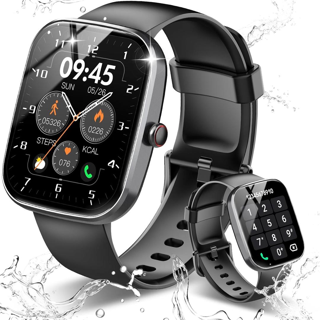 Smart Watch, 1.91" HD Screen Smartwatch for Men Women(Answer/Make Call), Fitness Watch with Heart Rate/Sleep Monitor/Steps Monitor, 110+ Sports Modes, IP68 Waterproof Activity Trackers, Black