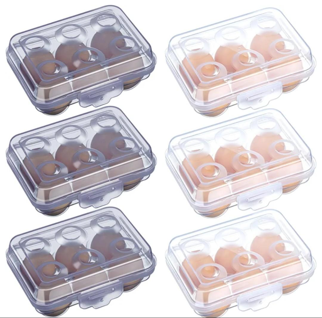 2 Pieces 2 Grid Egg Carton Camping Plastic Portable Egg Box Container for Refrigerator Storage Crisper Holder Carriage Tray