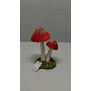6.5 Inch Red Mushroom Cluster