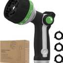 Garden Hose Nozzle Heavy Duty,Metal Water Hose Nozzle with 10 Adjustable Spray Patterns, High Pressure Hose Sprayer Nozzle Thumb Control On Off Valve for Lawn & Plant Watering, Car & Pet Washing