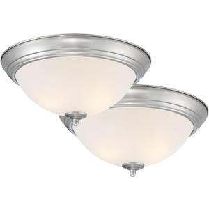 Designers Fountain Flush Mount Ceiling Light, 2-Pack, 13 Inch Frosted Glass Lighting Fixture for Kitchen, Bedroom, Bathroom, and Hallway, LED Bulbs Not Included, Brushed Nickel